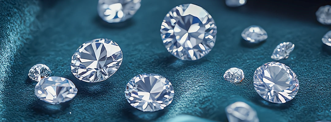 Diamonds scattered on a dark blue surface Diamonds scattered on a dark blue surface