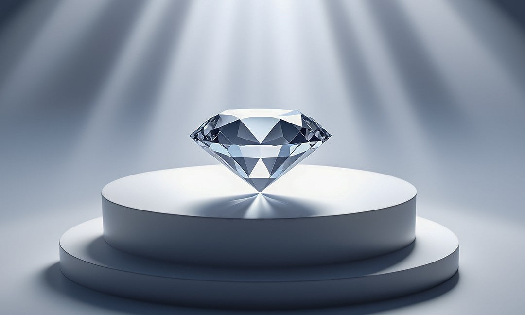 Diamond on a pedestal with dramatic lighting