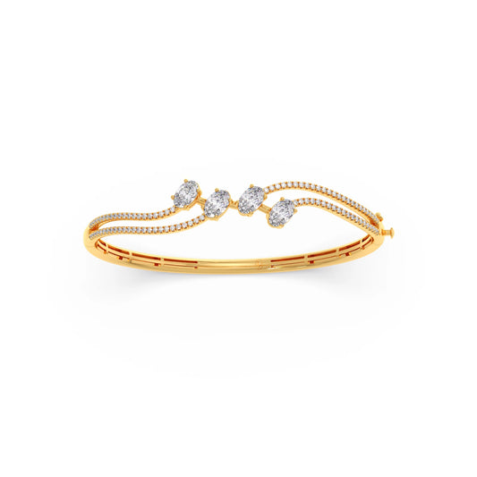 Oval-Cut Diamond Wave Bangle Bracelet Oval-Cut Diamond Wave Bangle Bracelet