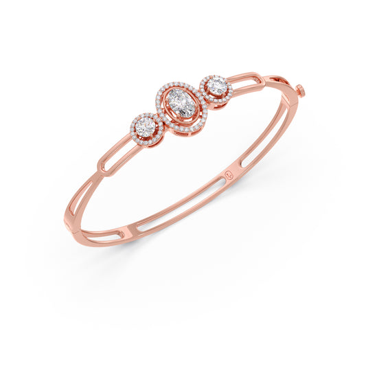 card-product Floral Halo Oval & Round Cut Diamond Bracelet