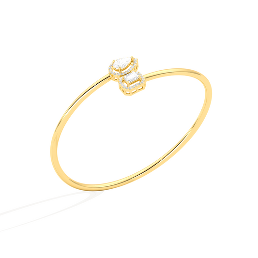 Pear & Emerald Cut Diamond Cuff Bracelet Pear & Emerald Cut Diamond Cuff Bracelet - Yellow