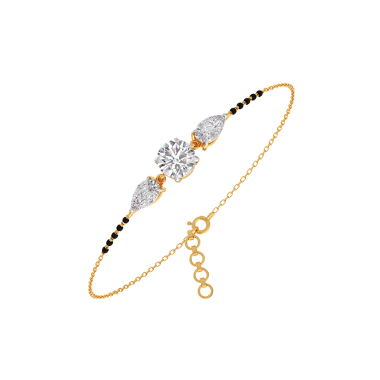 Elegant Pear & Round Diamond Mangalsutra Bracelet Elegant Pear & Round Diamond Mangalsutra Bracelet - Yellow