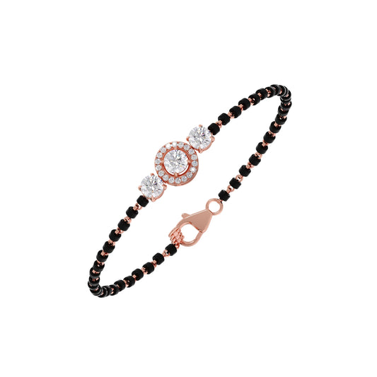 Round Solitaire Diamond Trio Mangalsutra Bracelet Round Solitaire Diamond Trio Mangalsutra Bracelet