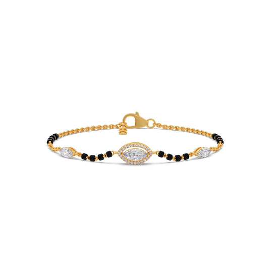 card-product Marquise and Round Diamond Mangalsutra Bracelet