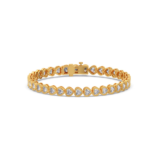 Heart Cut Diamond Bezel Set Tennis Bracelet Heart Cut Diamond Bezel Set Tennis Bracelet - Yellow