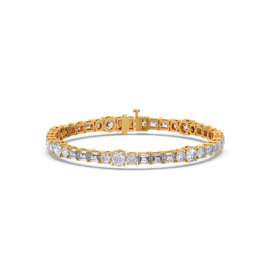 Emerald Cut and Round Diamond Tennis Bracelet Emerald Cut and Round Diamond Tennis Bracelet - Yellow
