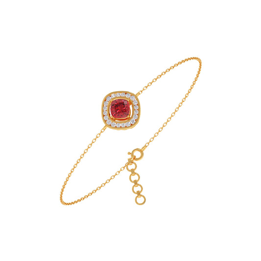Red Cushion Halo Diamond Bracelet Red Cushion Halo Diamond Bracelet - Yellow