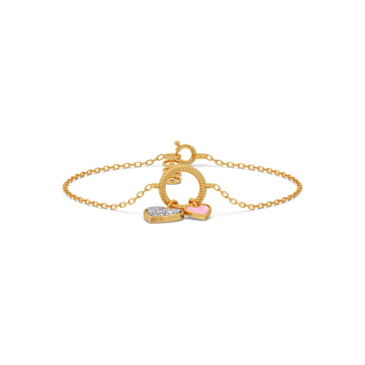 Twinkling Twin Hearts Diamond Kids Bracelet Twinkling Twin Hearts Diamond Kids Bracelet - Yellow