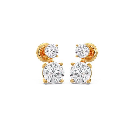 Round Diamond Drop Earrings Round Diamond Drop Earrings - Yellow
