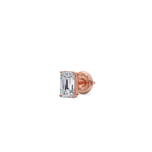 Four-Prong Emerald Cut Diamond Stud Earrings Four-Prong Emerald Cut Diamond Stud Earrings - Rose