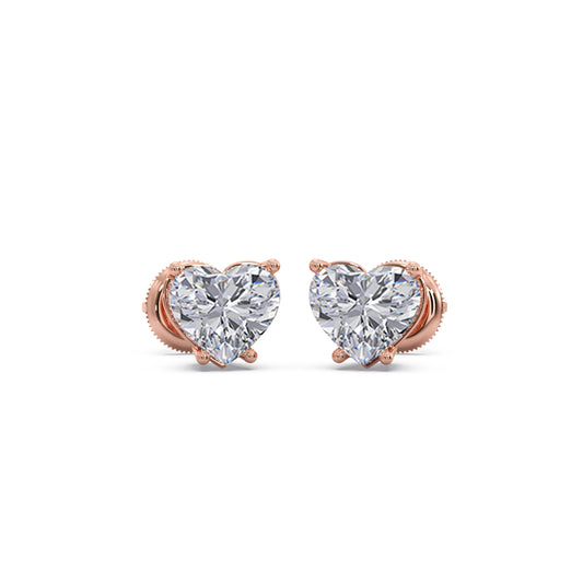 Heart-Shaped Diamond Stud Earrings Heart-Shaped Diamond Stud Earrings - Rose
