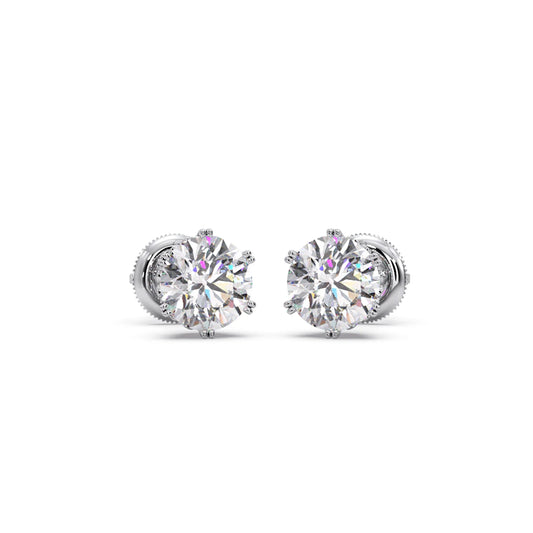 Four-Prong Round Brilliant Cut Diamond Stud Earrings Four-Prong Round Brilliant Cut Diamond Stud Earrings - White
