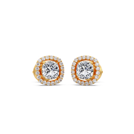 Cushion-Cut Halo Stud Earrings Cushion-Cut Halo Stud Earrings - Yellow
