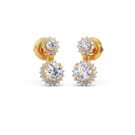 Double Halo Diamond Drop Earrings Double Halo Diamond Drop Earrings - Yellow