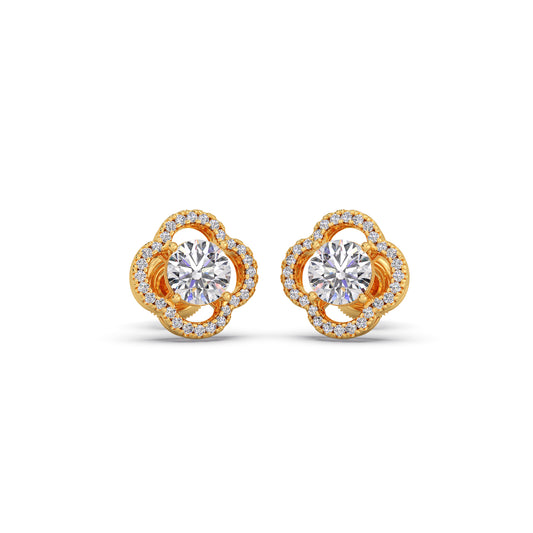 Floral Diamond Halo Studs Floral Diamond Halo Studs - Yellow