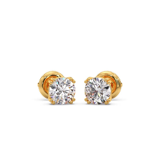 Classic Round Solitaire Stud Earrings - 1.80 Cts Classic Round Solitaire Stud Earrings - 1.80 Cts - Yellow