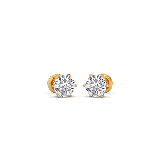 3.20cts Brilliant Round Six-Prong Solitaire Stud Earrings 3.20cts Brilliant Round Six-Prong Solitaire Stud Earrings - Yellow