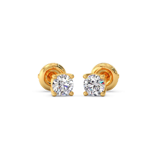 Round Solitaire 4-Prong Basket Stud Earrings – 5.0mm Round Solitaire 4-Prong Basket Stud Earrings – 5.0mm - Yellow