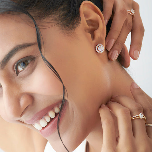 account-offers Round Halo Stud Earrings – 5.40mm