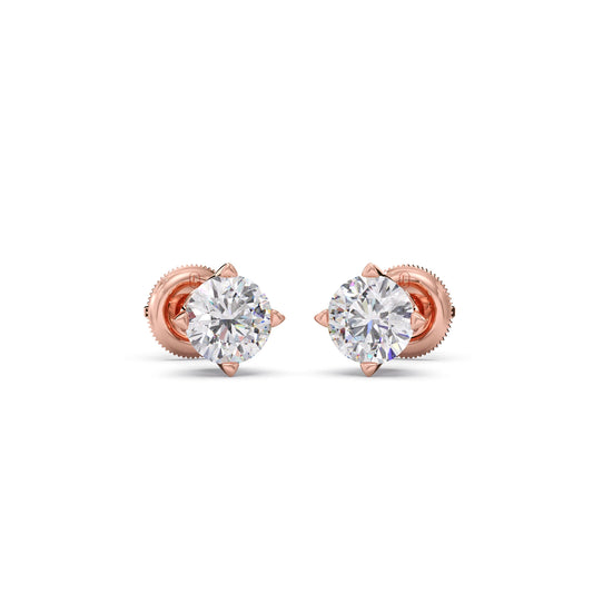Classic 4-Prong Round Diamond Stud Earrings – 6.30mm Classic 4-Prong Round Diamond Stud Earrings – 6.30mm - Rose