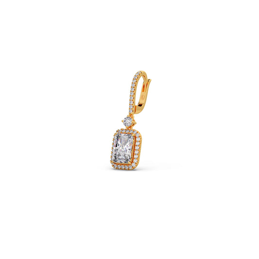 Radiant-Cut Classic Diamond Halo Drop Earrings Radiant-Cut Classic Diamond Halo Drop Earrings - Yellow