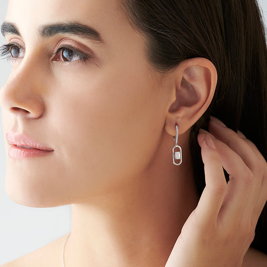 account-offers Elegant emerald cut diamond drop earring