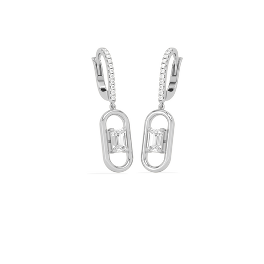 Elegant emerald cut diamond drop earring Elegant emerald cut diamond drop earring - White