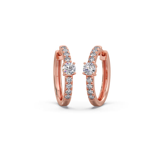Classic Pave Diamond Huggie Hoops Classic Pave Diamond Huggie Hoops - Rose