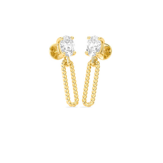 Elegant Oval Cut Diamond Drop Earrings Elegant Oval Cut Diamond Drop Earrings - Yellow