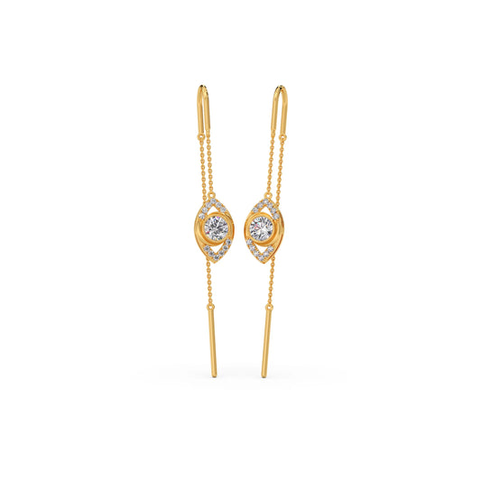 card-product Round Halo Diamond Threader Earrings