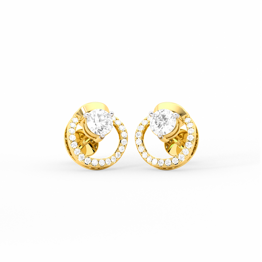 Floating Halo Round Diamond Stud Earrings Floating Halo Round Diamond Stud Earrings - Yellow