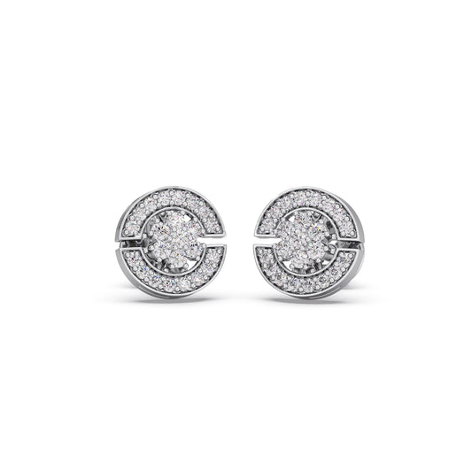Halo Round Diamond Stud Platinum Earrings Halo Round Diamond Stud Platinum Earrings - Plt