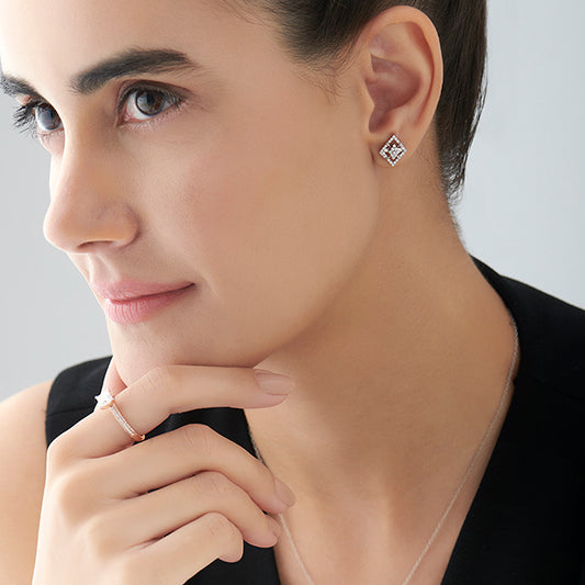 Rhombus Diamond Stud Platinum Earrings Rhombus Diamond Stud Platinum Earrings