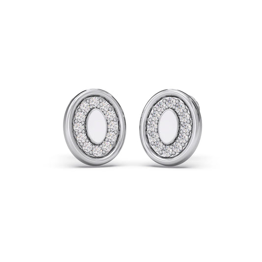 Double Oval Diamond Stud Platinum Earrings Double Oval Diamond Stud Platinum Earrings - Plt