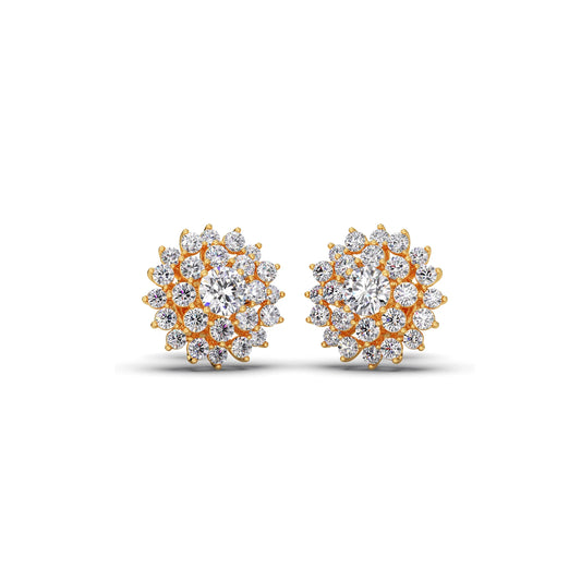 Floral Halo Round Diamond Earrings Floral Halo Round Diamond Earrings - Yellow