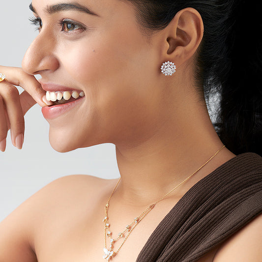 Floral Halo Round Diamond Earrings Floral Halo Round Diamond Earrings