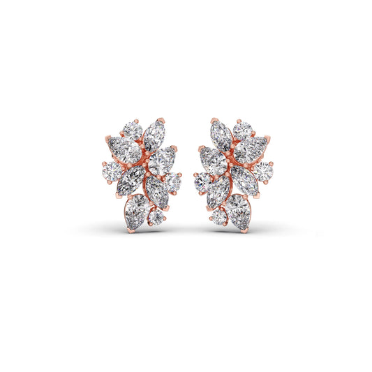Pear, Marquise, and Round Diamond Cluster Earrings Pear, Marquise, and Round Diamond Cluster Earrings - Rose