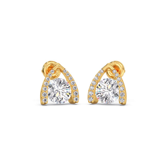 Round Solitaire with Diamond Accent Earrings Round Solitaire with Diamond Accent Earrings - Yellow