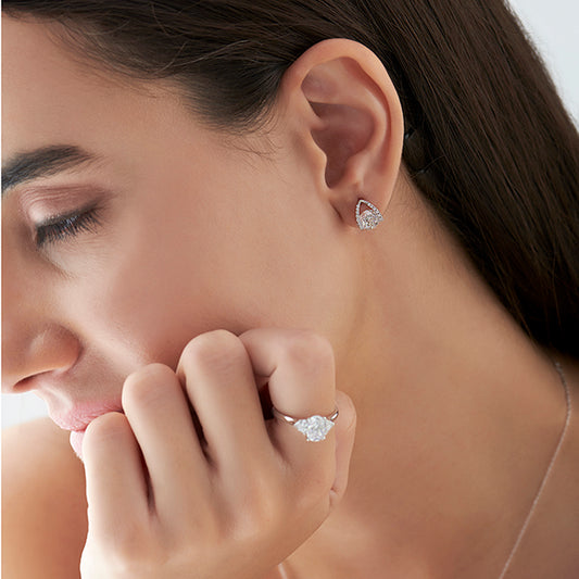 Round Solitaire with Diamond Accent Earrings Round Solitaire with Diamond Accent Earrings