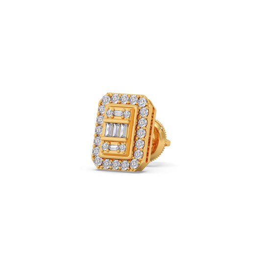 Baguette Center with Round Halo Earrings Baguette Center with Round Halo Earrings