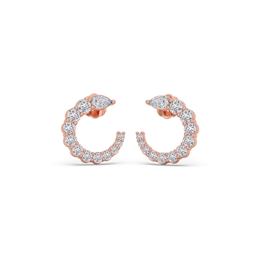 Graduated Round Diamond Curve Earrings Graduated Round Diamond Curve Earrings - Rose