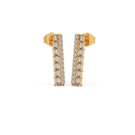 Baguette & Round Diamond Earrings Baguette & Round Diamond Earrings - Yellow