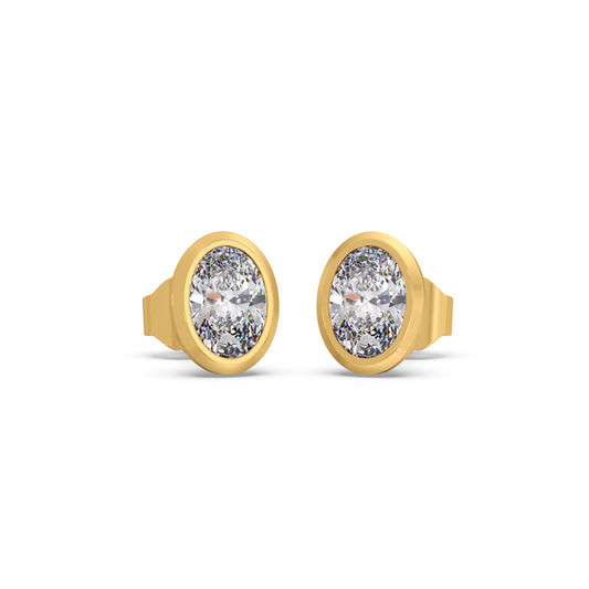 Everyday Oval Bezel Diamond Studs Everyday Oval Bezel Diamond Studs - Yellow