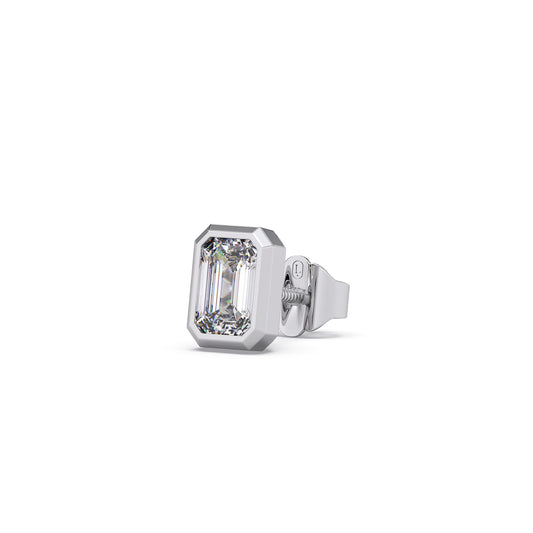 Emerald Cut Diamond Bezel Set Earrings Emerald Cut Diamond Bezel Set Earrings - White