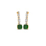 Green Gemstone Emerald & Round Line Earrings Green Gemstone Emerald & Round Line Earrings