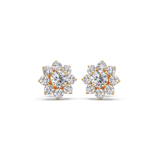 Lotus Petal Round Diamond Studs Earring Lotus Petal Round Diamond Studs Earring - Yellow
