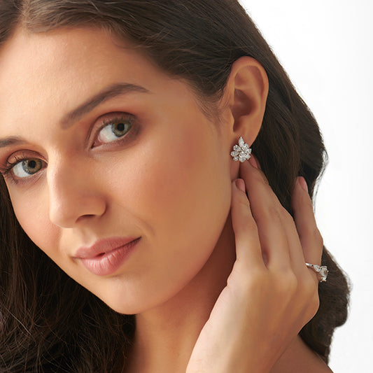 account-offers Multi Diamond Floral Earrings