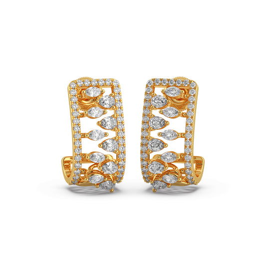 Gold & Diamond Rectangular Hoops Earrings Gold & Diamond Rectangular Hoops Earrings - Yellow