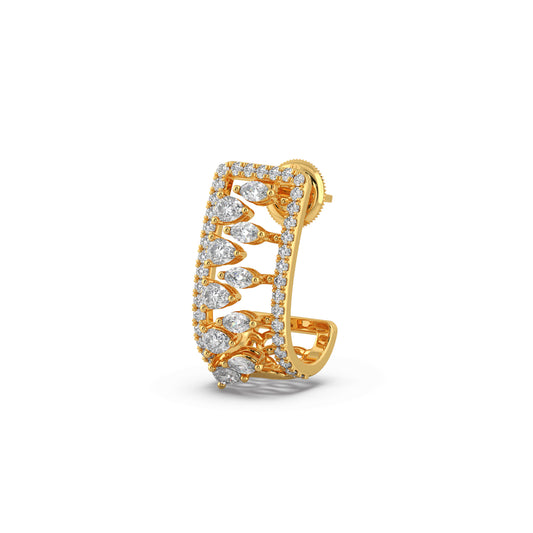 Gold & Diamond Rectangular Hoops Earrings Gold & Diamond Rectangular Hoops Earrings