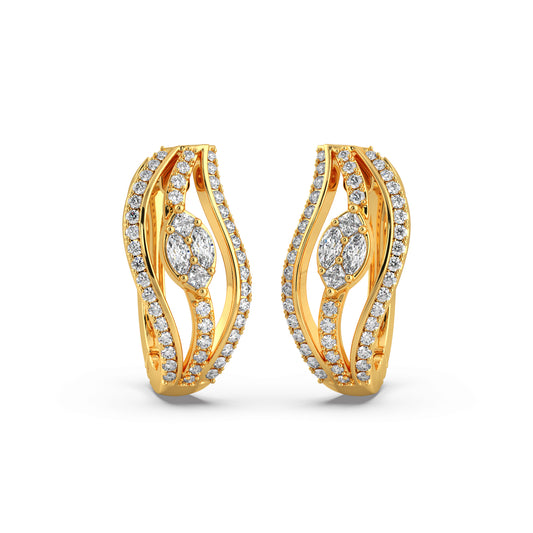 Curved Diamond Hoop Earrings Curved Diamond Hoop Earrings - Yellow
